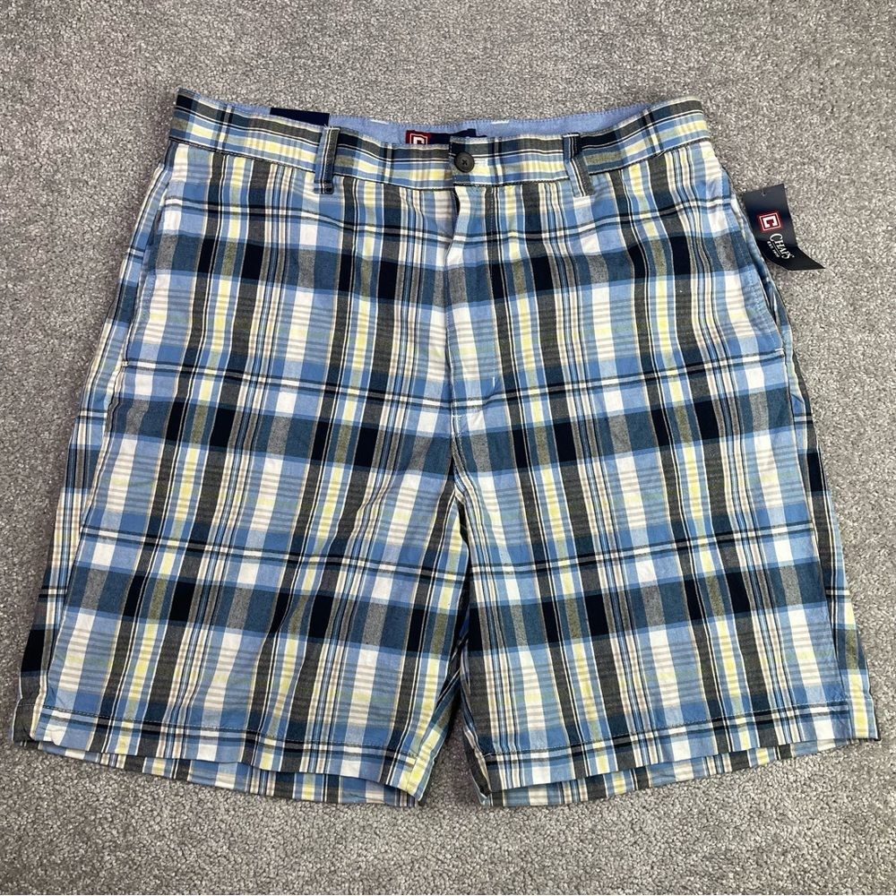 Chaps Shorts Men's 38 Blue Plaid Pockets Cotton Casual Golf